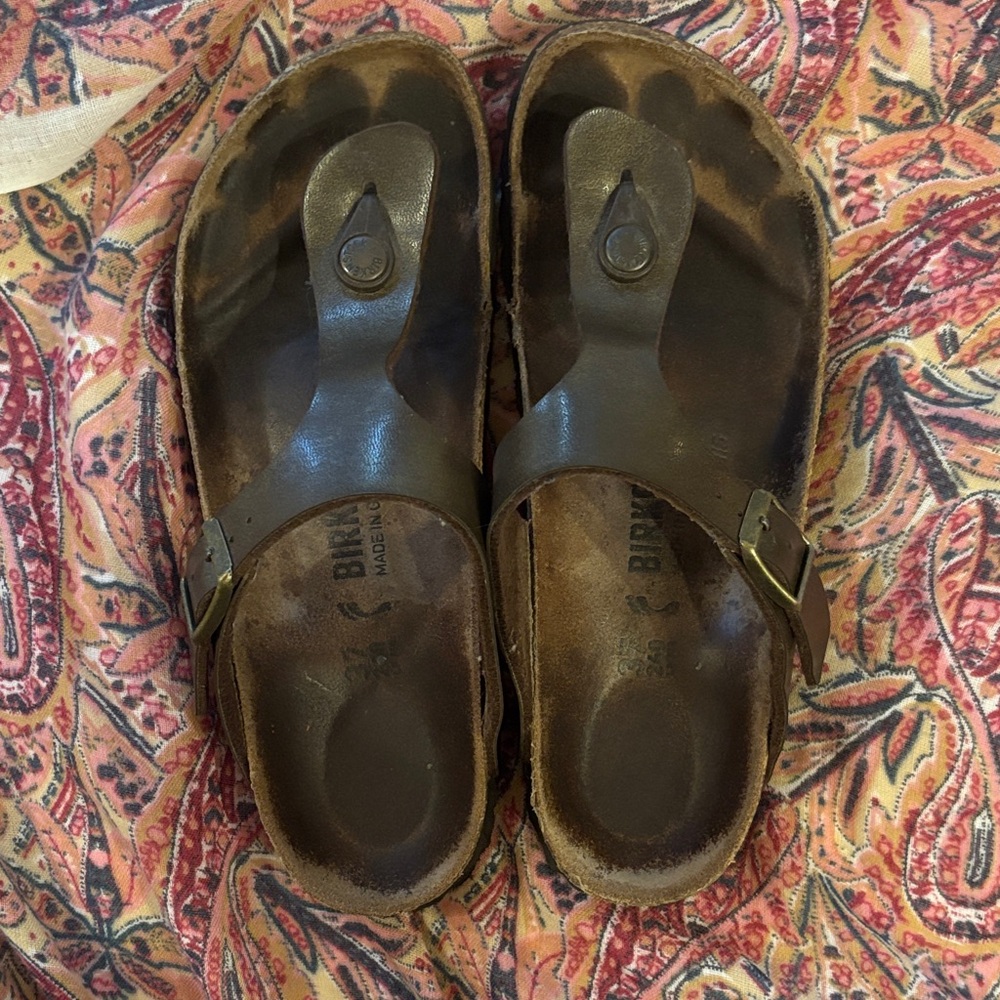 Birkenstock Dark Brown Leather Footbed Sandals